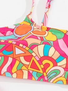 SHEIN Swim Allover Print High Cut Bikini Set, For Summer Beach Vacation - Multicolor - View 5