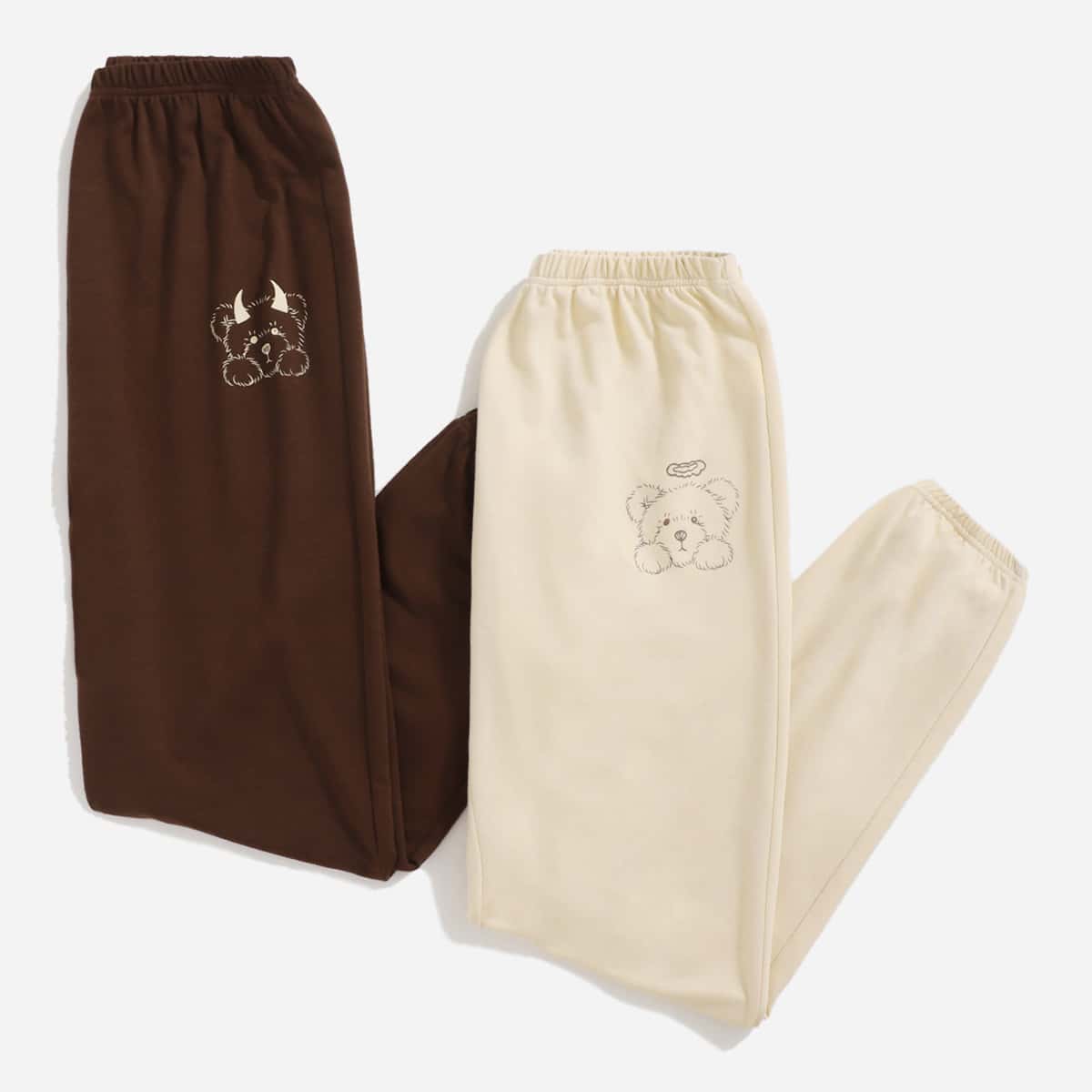

2 Pack Cartoon Graphic Sweatpants, Multicolor
