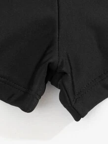 SHEIN Swim 側邊綁帶比基尼短褲 - 黑色 - 查看 6