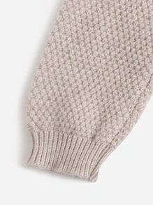 SHEIN Niñas Vestido de punto ribete con fruncido - Albaricoque - Ver 3