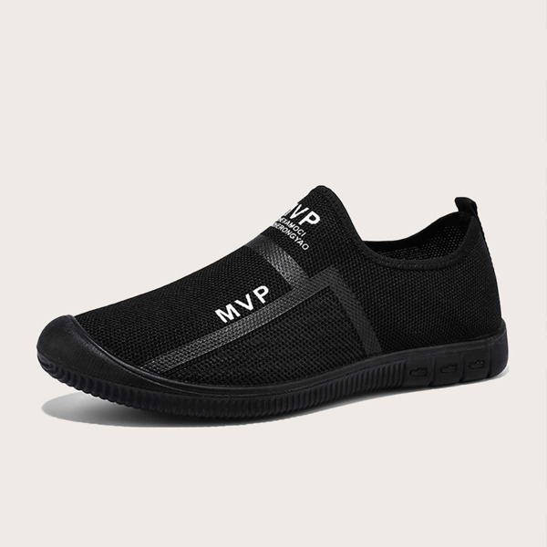 

Men Letter Graphic Mesh Slip On Sneakers, Black