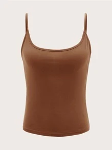 Muchica Solid Cami Top - Brown - View 1