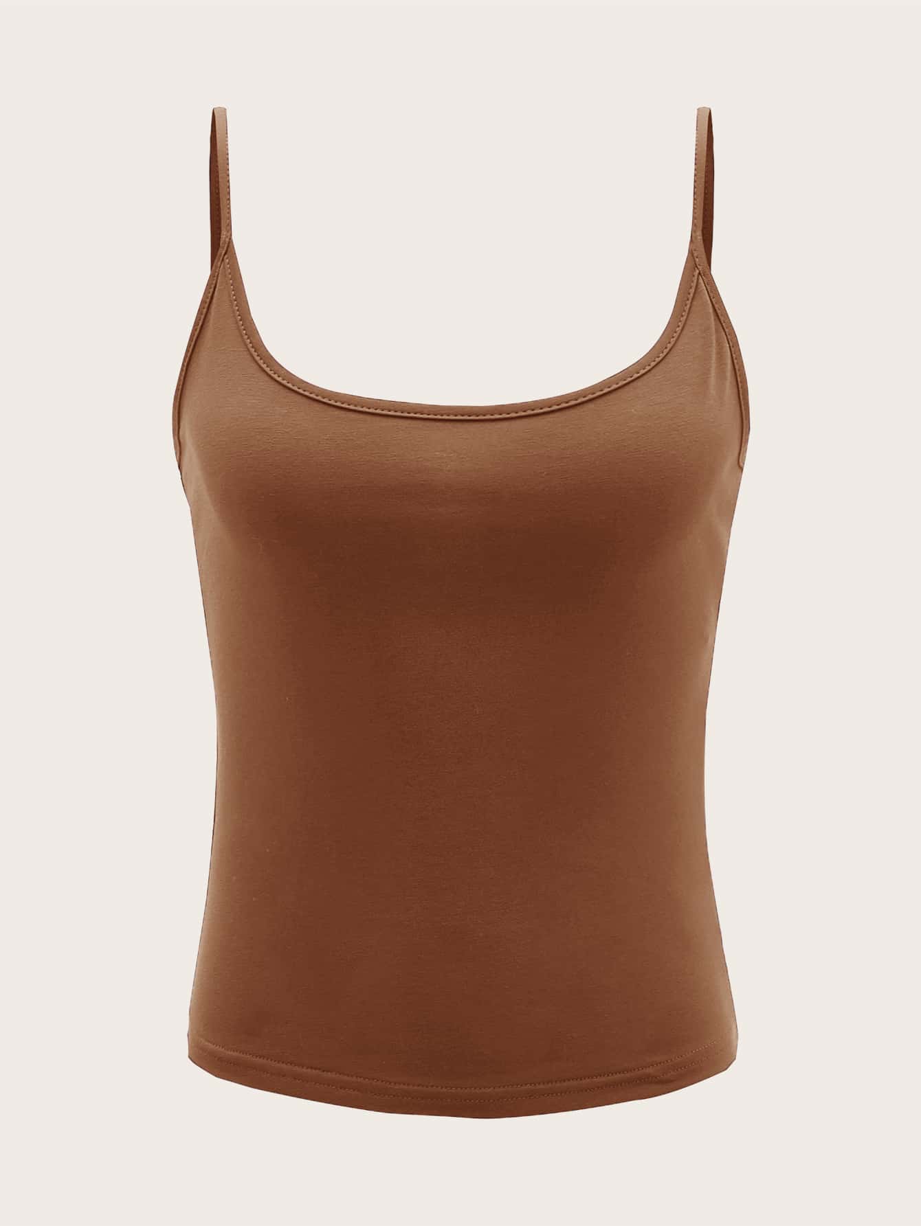 Muchica Solid Cami Top - Brown - View 1