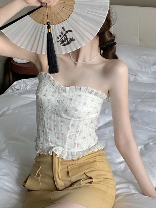 Frill Trim Swiss Dot Top