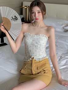 Frill Trim Swiss Dot Top