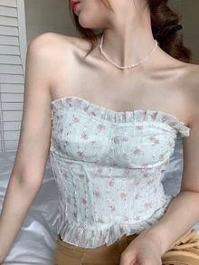 Frill Trim Swiss Dot Top