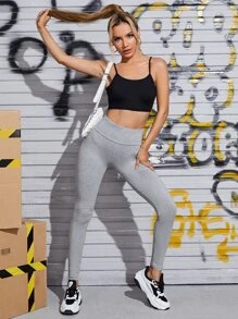 SHEIN EZwear 素色寬腰帶緊身褲