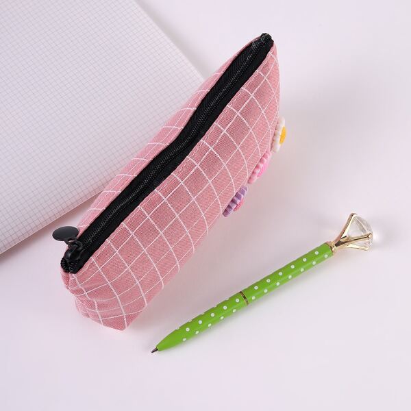 

Flower Decor Pencil Bag, Pink