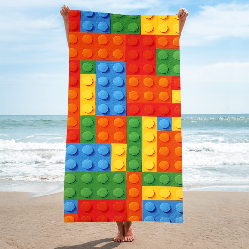 

1pc Color Block Bath Towel, Multicolor