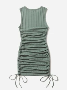 Muchica Ruched Drawstring Side Bodycon Dress - Mint Green - View 2
