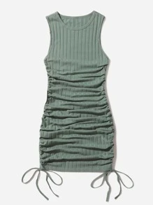 Muchica Ruched Drawstring Side Bodycon Dress - Mint Green - View 3
