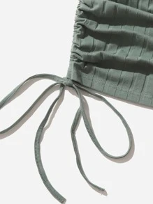 Muchica Ruched Drawstring Side Bodycon Dress - Mint Green - View 4