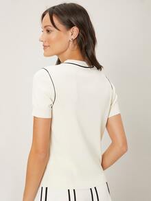 MOTF PREMIUM 粘膠纖維修身針織上衣 - 米色 - 查看 2