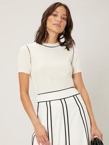 MOTF PREMIUM 粘膠纖維修身針織上衣 - 米色 - 查看 4