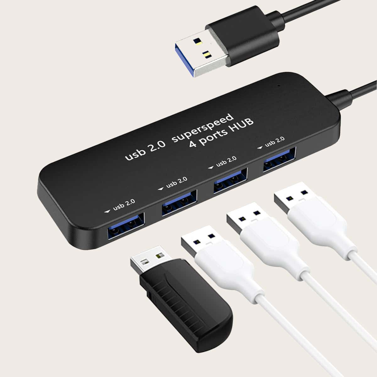 

4 Port Hub, Black