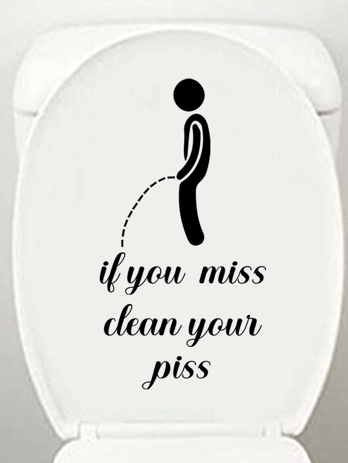 1sheet Slogan Graphic Toilet sticker, Black PVC Waterproof Self