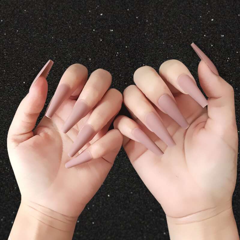 

24pcs Solid Fake Nail, Dusty pink