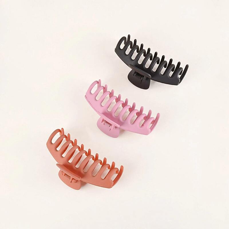 

3pcs Solid Hair Claw, Multicolor