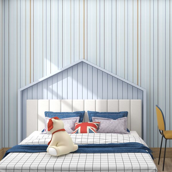 

1roll Striped Print Wall Paper, Blue