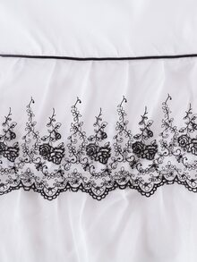 Lace Embroidery Bed Skirt - Black and White - View 8