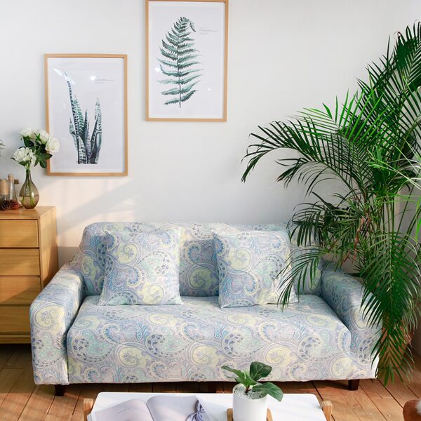 

1pc Solid Color Stretchy Sofa Cover & 2pcs Cushion Cover Without Filler, Multicolor
