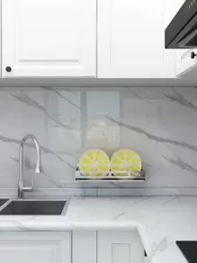 1卷白色大理石纹厨房防油自粘防水台面纸，适用于橱柜、家具、厨房，尺寸为15.8英寸 x 118英寸