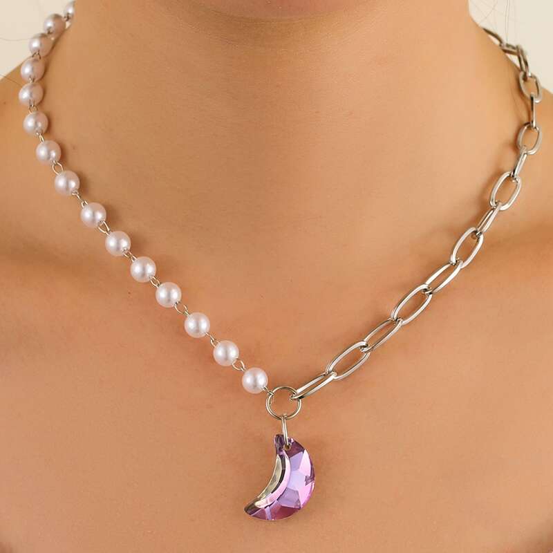 

Rhinestone Pendant Necklace, Multicolor