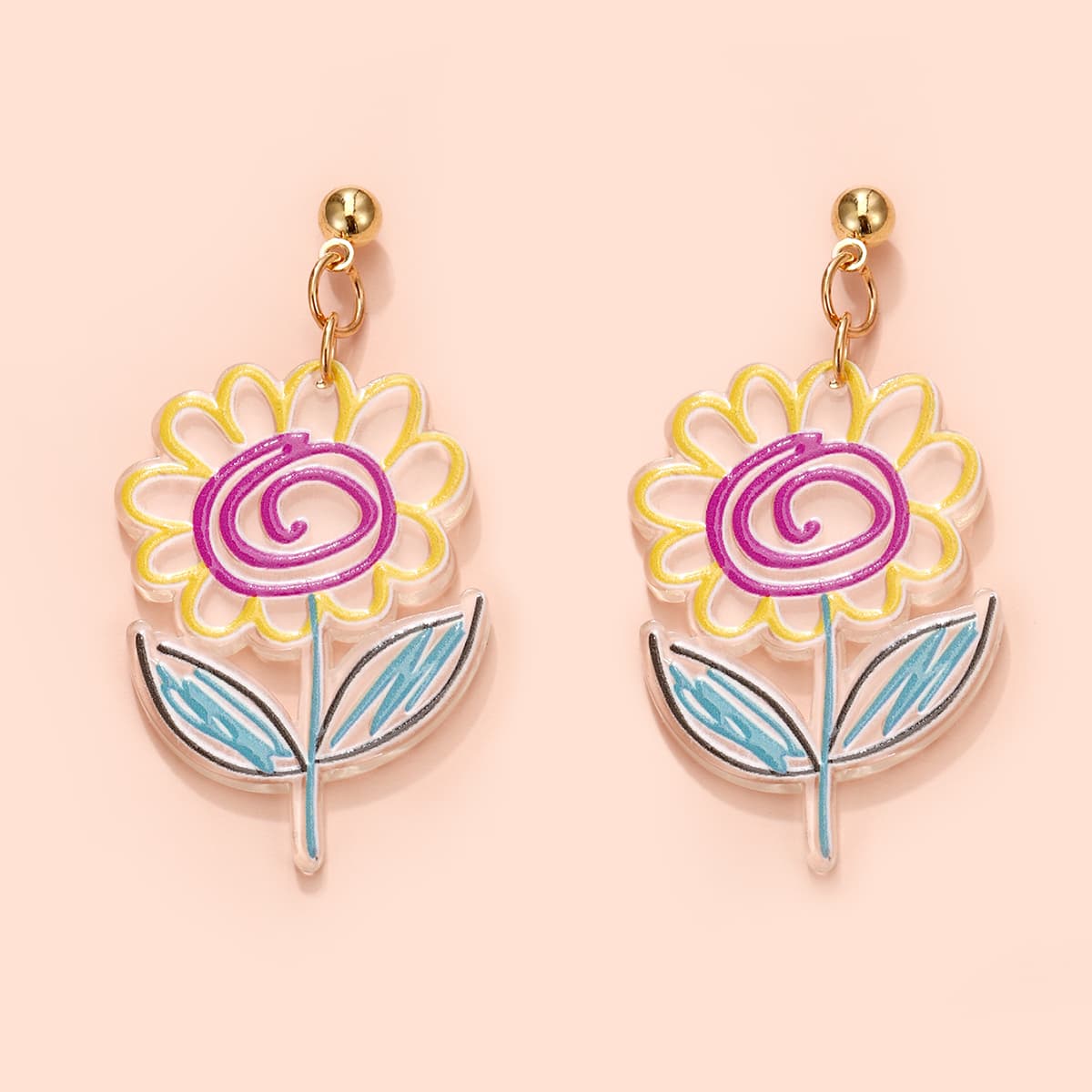 

Flower Drop Earrings, Multicolor