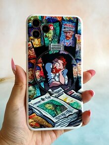 人像圖案手機外殼帶鏡子 - 彩色 - 查看 2