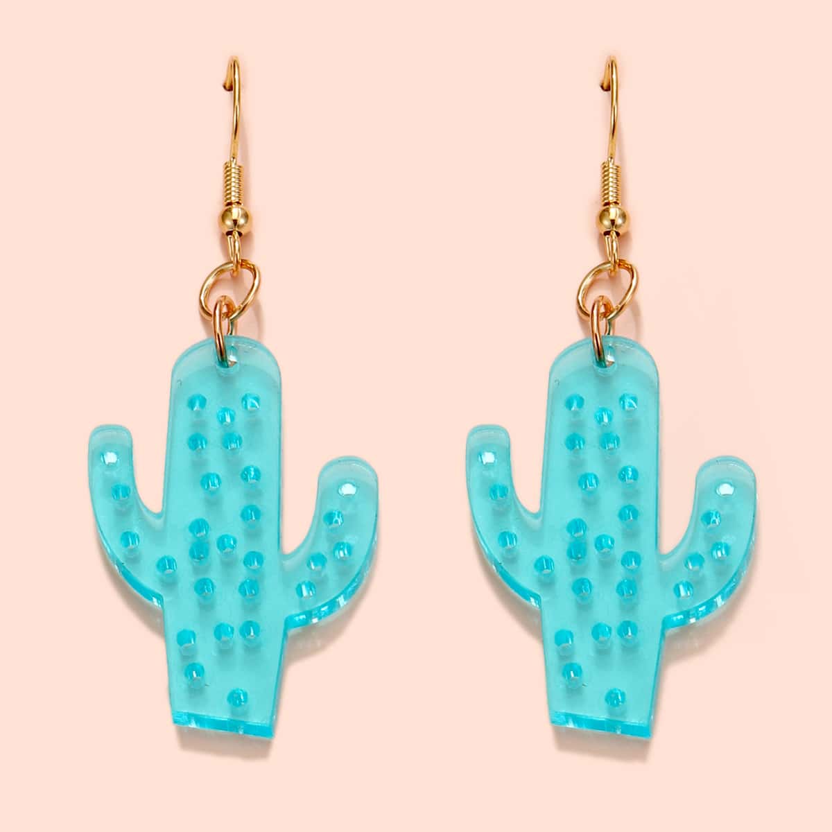 

Cactus Drop Earrings, Baby blue