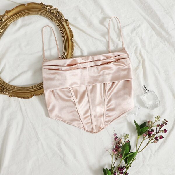 

Satin Ruched Longline Bralette, Dusty pink