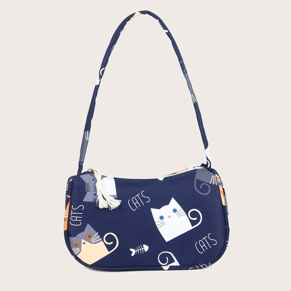 

Cartoon & Letter Graphic Shoulder Bag, Multicolor