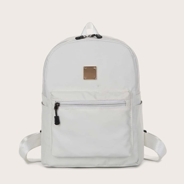 

Minimalist Metal Decor Functional Backpack, White