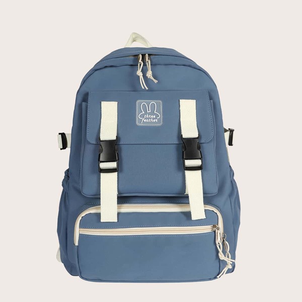 

Buckle & Knot Decor Backpack, Blue