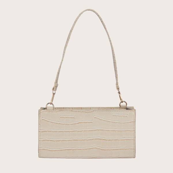 

Croc Embossed Shoulder Bag, Beige