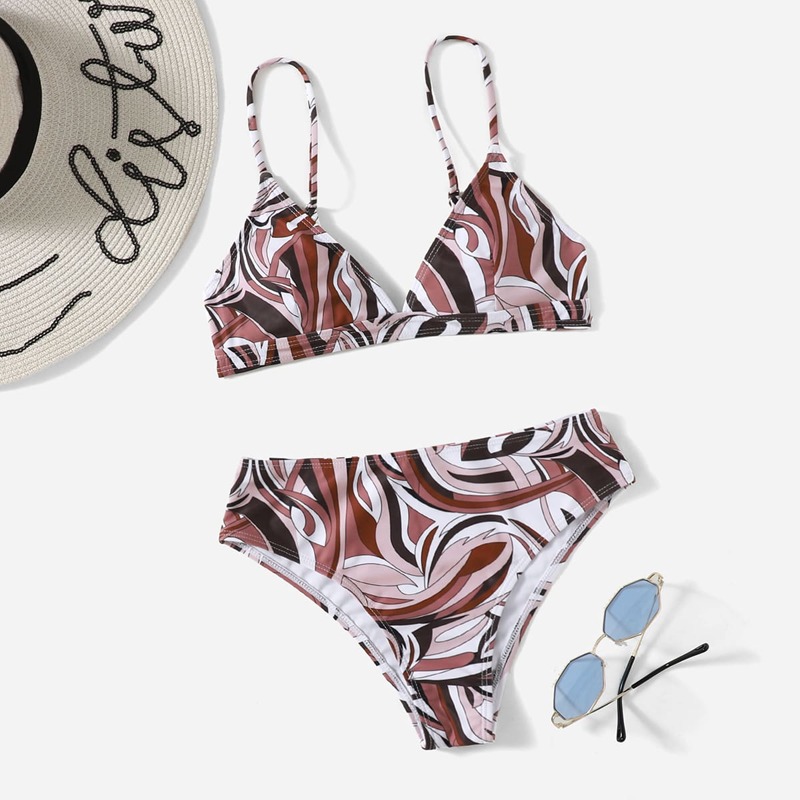 

Allover Print Bikini Swimsuit, Multicolor