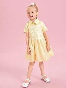 SHEIN 小女童百褶下擺襯衫洋裝