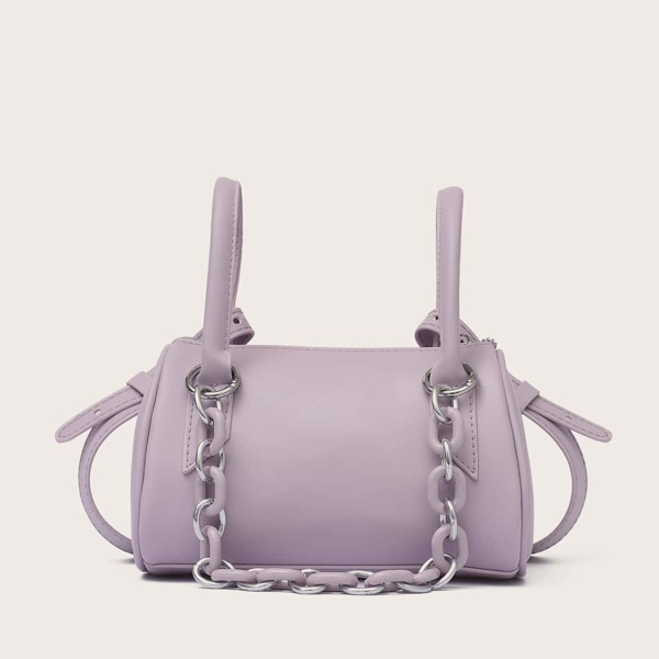 

Minimalist Chain Decor Boston Bag, Purple