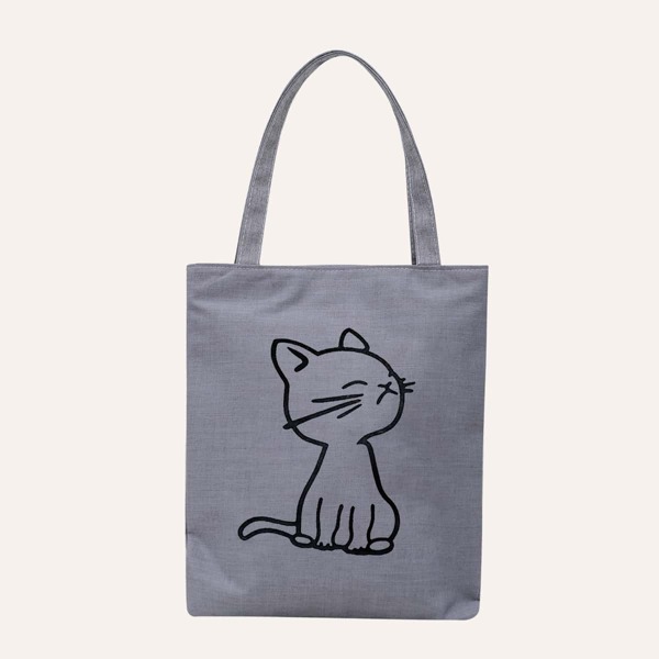 

Cat Pattern Tote Bag, Dark grey