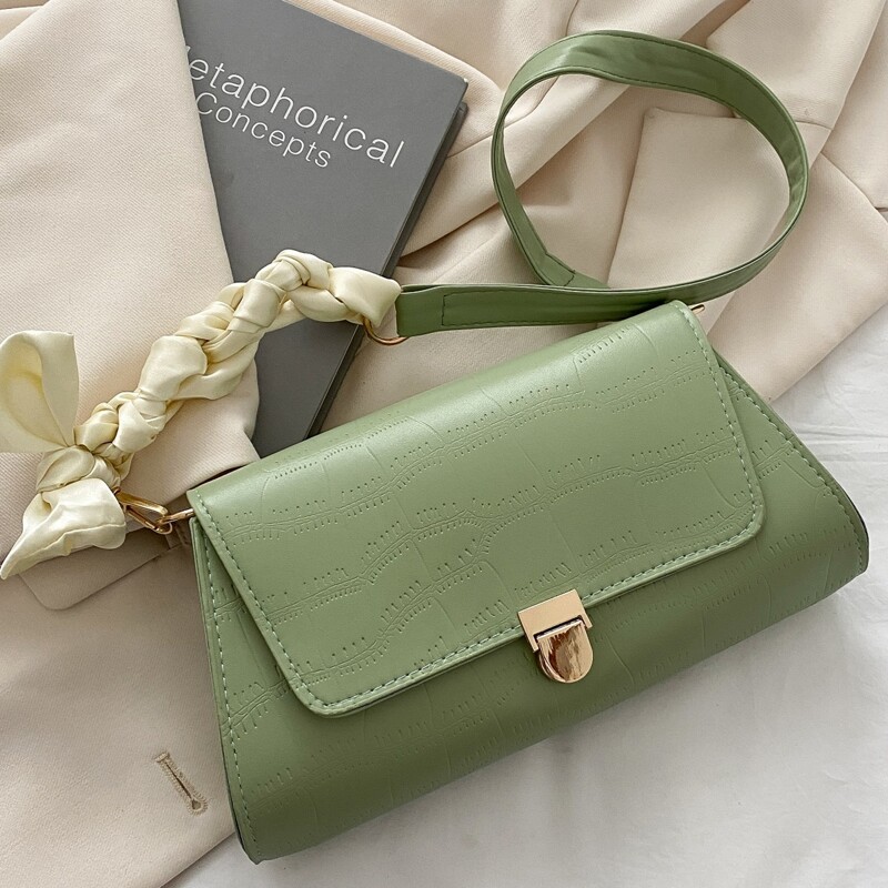 

Croc Embossed Shoulder Bag, Green