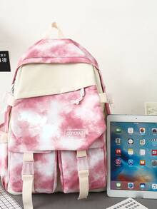 Bộ túi trẻ em Lá thư Cà vạt nhuộm Có thể điều chỉnh được Đôi tay cầm - Hồng - Xem 2