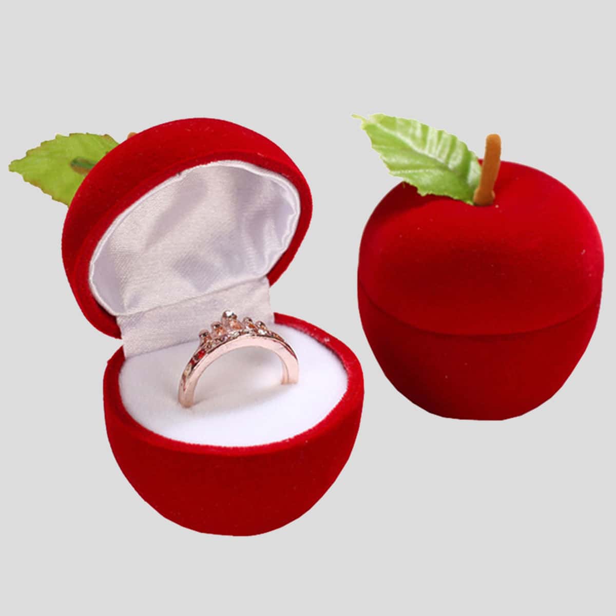 

1pc Apple Shaped Ring Storage Box, Red