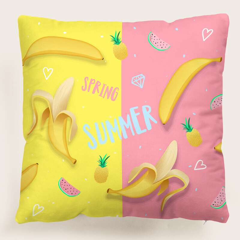 

Fruit Print Cushion Cover Without Filler, Multicolor
