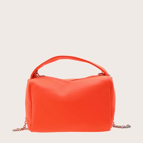 

Girls Minimalist Chain Satchel Bag, Orange