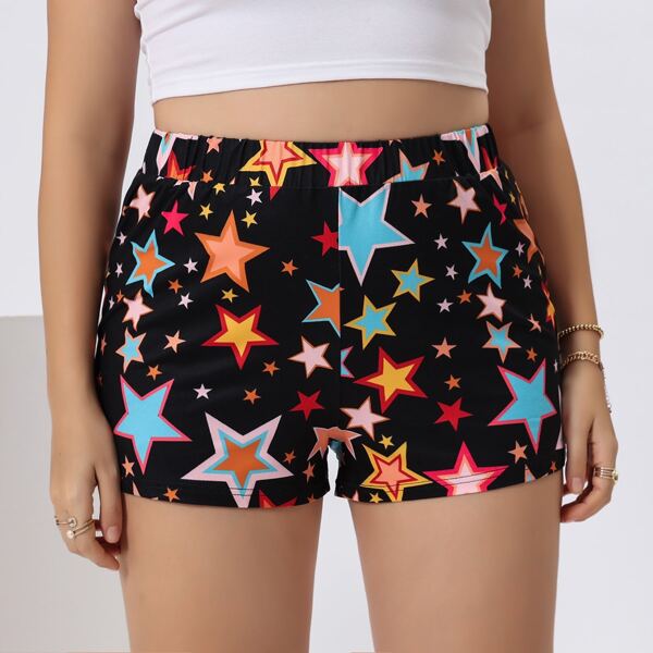 

Plus Allover Star Print Shorts, Multicolor