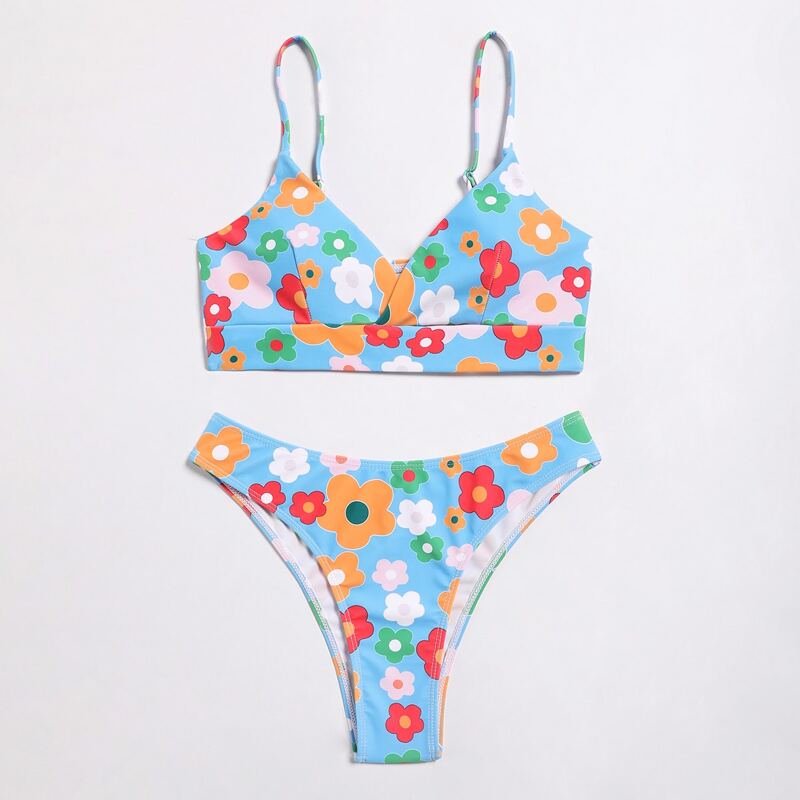 

Floral Print Bikini Swimsuit, Multicolor
