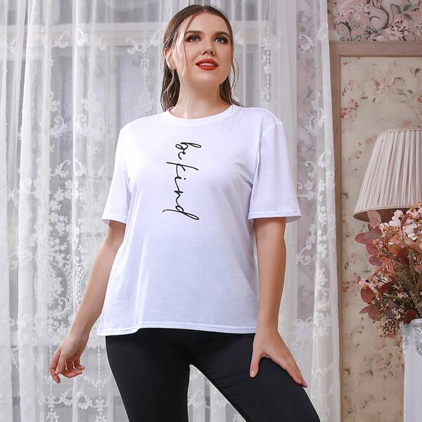 

Plus Slogan Graphic Tee & Pants, Black and white