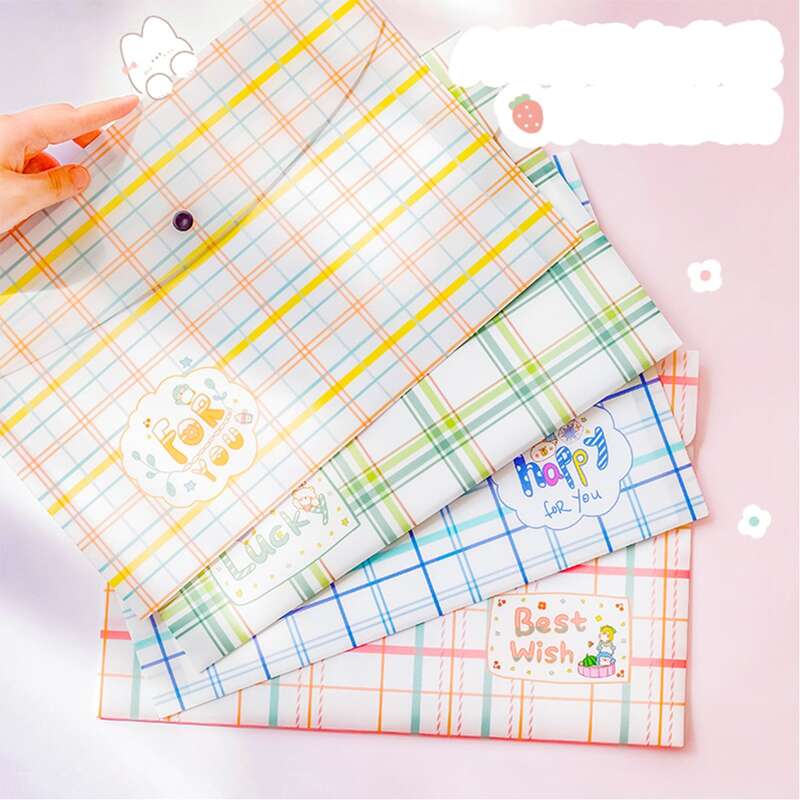 

1pc Plaid Pattern Random File Pocket, Multicolor