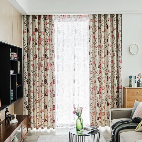 

Cartoon Graphic Single Panel Blackout Curtain, Multicolor