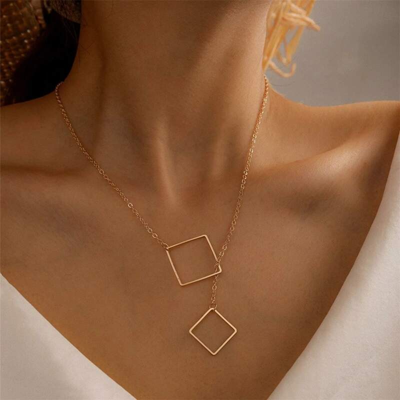 

Geo Design Necklace, Gold